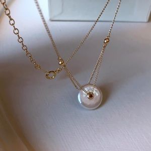14K gold filled pearl donut necklace